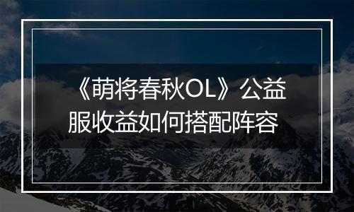 《萌将春秋OL》公益服收益如何搭配阵容