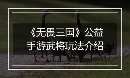 《无畏三国》公益手游武将玩法介绍