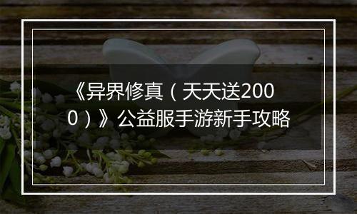 《异界修真（天天送2000）》公益服手游新手攻略