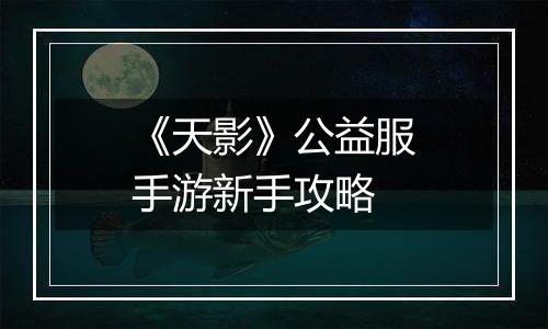 《天影》公益服手游新手攻略