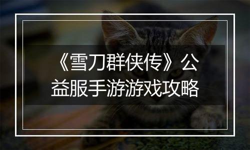 《雪刀群侠传》公益服手游游戏攻略