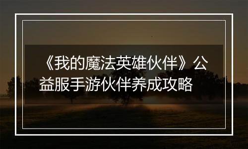 《我的魔法英雄伙伴》公益服手游伙伴养成攻略