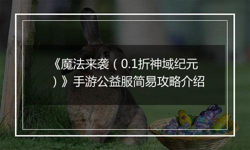 《魔法来袭（0.1折神域纪元）》手游公益服简易攻略介绍