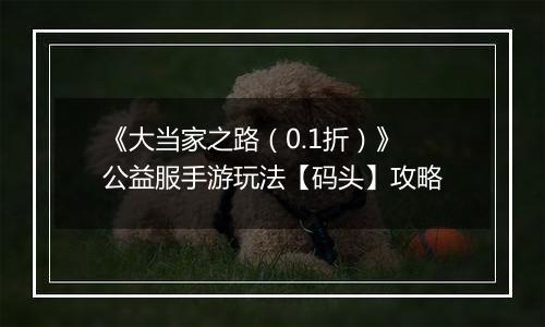 《大当家之路（0.1折）》公益服手游玩法【码头】攻略