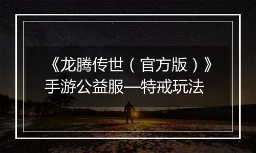 《龙腾传世（官方版）》手游公益服—特戒玩法