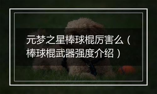 元梦之星棒球棍厉害么（棒球棍武器强度介绍）