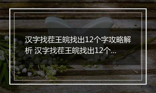 汉字找茬王皖找出12个字攻略解析 汉字找茬王皖找出12个字是什么