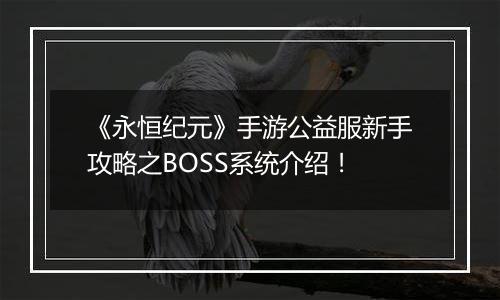 《永恒纪元》手游公益服新手攻略之BOSS系统介绍！