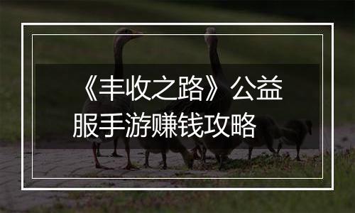 《丰收之路》公益服手游赚钱攻略