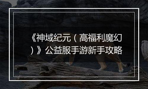 《神域纪元（高福利魔幻）》公益服手游新手攻略