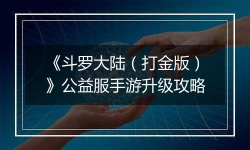 《斗罗大陆（打金版）》公益服手游升级攻略