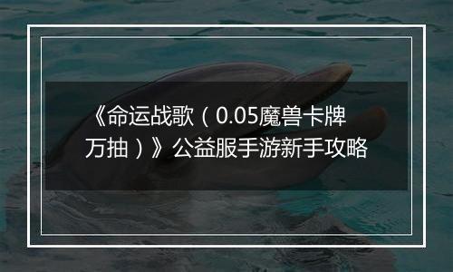 《命运战歌（0.05魔兽卡牌万抽）》公益服手游新手攻略
