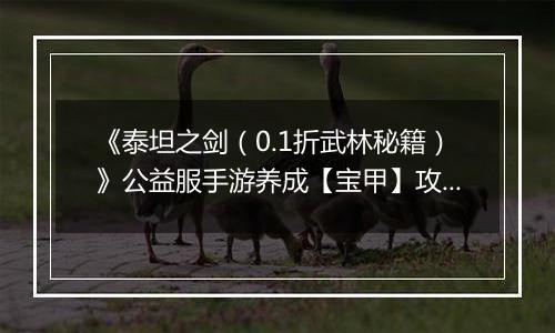 《泰坦之剑（0.1折武林秘籍）》公益服手游养成【宝甲】攻略