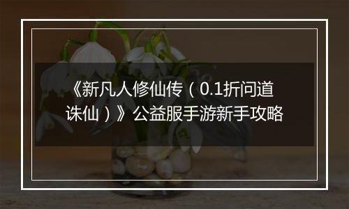 《新凡人修仙传（0.1折问道诛仙）》公益服手游新手攻略
