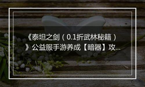 《泰坦之剑（0.1折武林秘籍）》公益服手游养成【暗器】攻略