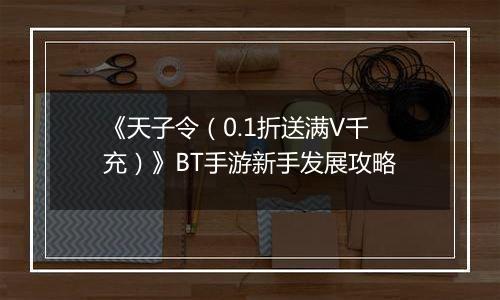 《天子令（0.1折送满V千充）》BT手游新手发展攻略
