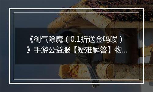 《剑气除魔（0.1折送金吗喽）》手游公益服【疑难解答】物品获得问题答疑