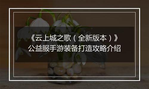 《云上城之歌（全新版本）》公益服手游装备打造攻略介绍