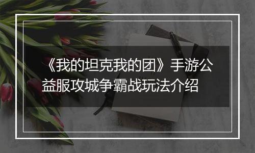 《我的坦克我的团》手游公益服攻城争霸战玩法介绍