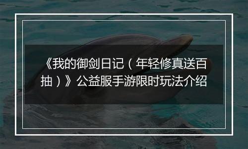 《我的御剑日记（年轻修真送百抽）》公益服手游限时玩法介绍