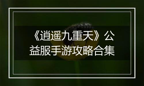 《逍遥九重天》公益服手游攻略合集