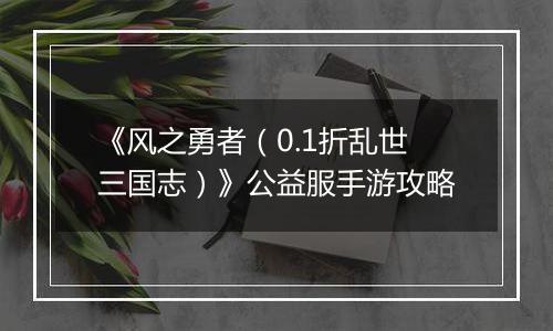《风之勇者（0.1折乱世三国志）》公益服手游攻略