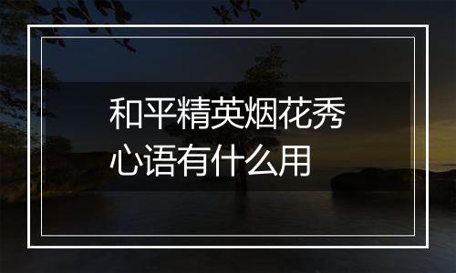 和平精英烟花秀心语有什么用