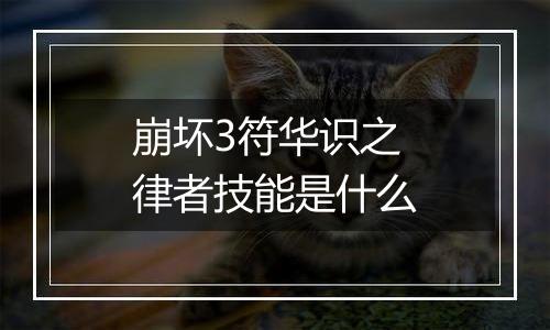 崩坏3符华识之律者技能是什么