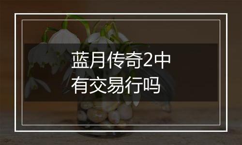 蓝月传奇2中有交易行吗