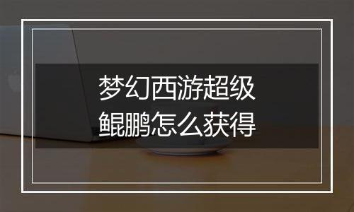 梦幻西游超级鲲鹏怎么获得