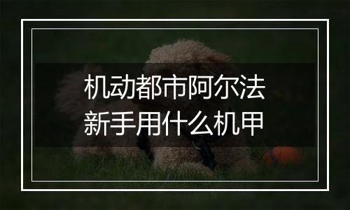 机动都市阿尔法新手用什么机甲