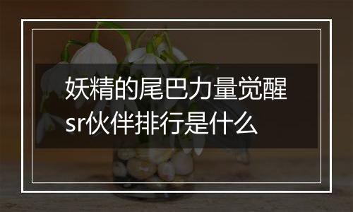 妖精的尾巴力量觉醒sr伙伴排行是什么