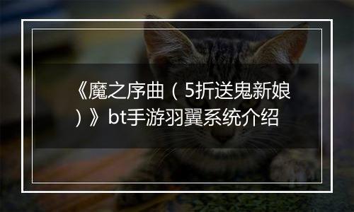 《魔之序曲（5折送鬼新娘）》bt手游羽翼系统介绍