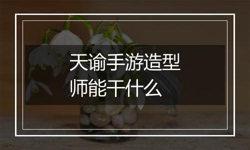 天谕手游造型师能干什么