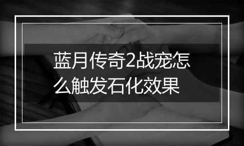 蓝月传奇2战宠怎么触发石化效果