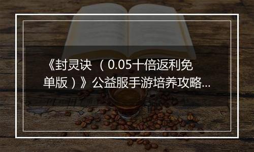 《封灵诀 （0.05十倍返利免单版）》公益服手游培养攻略介绍
