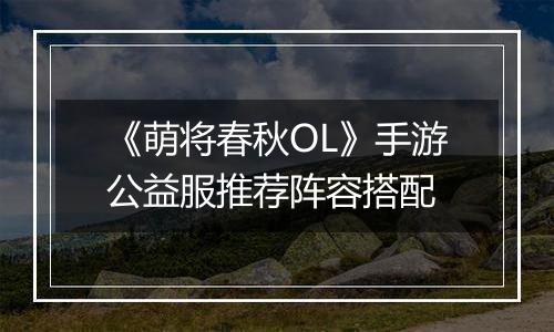 《萌将春秋OL》手游公益服推荐阵容搭配