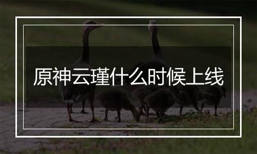 原神云瑾什么时候上线