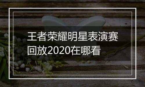 王者荣耀明星表演赛回放2020在哪看
