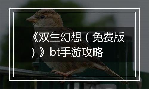 《双生幻想（免费版）》bt手游攻略