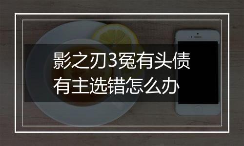 影之刃3冤有头债有主选错怎么办