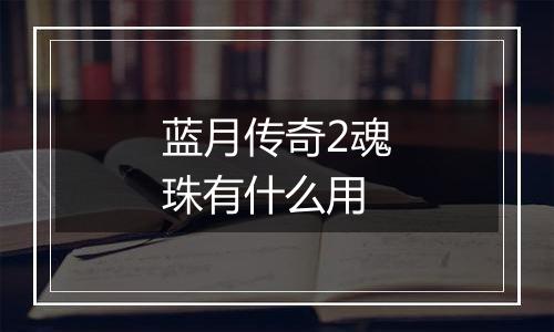 蓝月传奇2魂珠有什么用