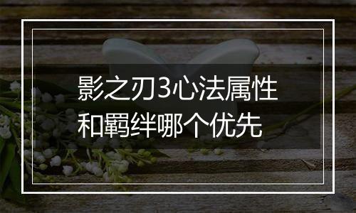 影之刃3心法属性和羁绊哪个优先