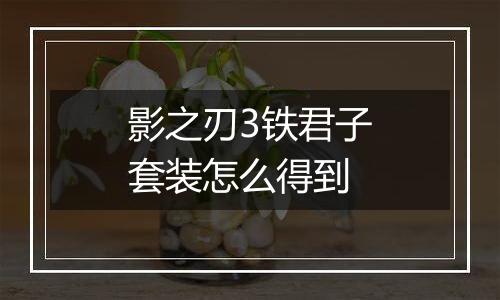 影之刃3铁君子套装怎么得到