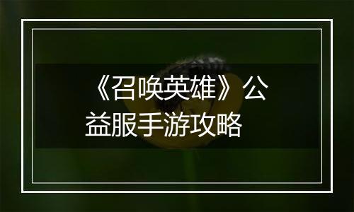 《召唤英雄》公益服手游攻略