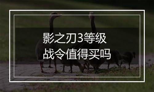 影之刃3等级战令值得买吗