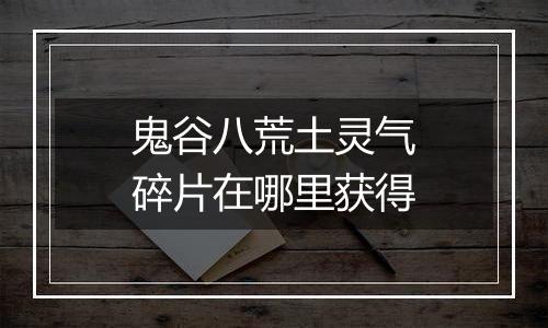 鬼谷八荒土灵气碎片在哪里获得