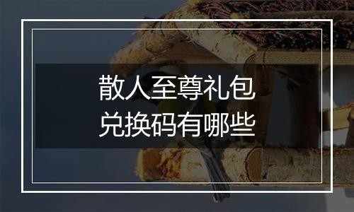 散人至尊礼包兑换码有哪些