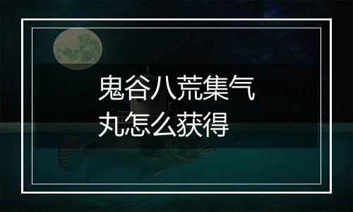 鬼谷八荒集气丸怎么获得