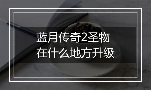 蓝月传奇2圣物在什么地方升级